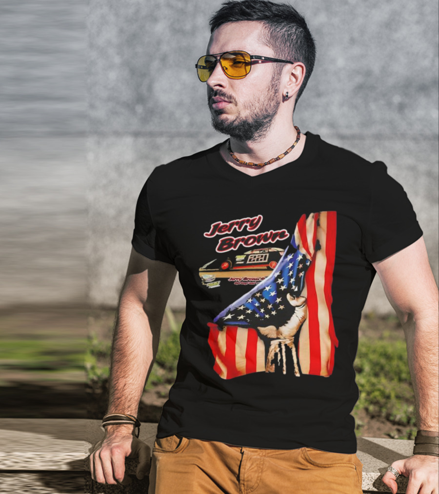 Jerry Brown Blood Inside Me American Flag Race Car 88 T-Shirt
