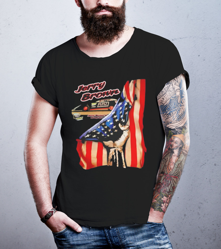 Jerry Brown Blood Inside Me American Flag Race Car 88 T-Shirt