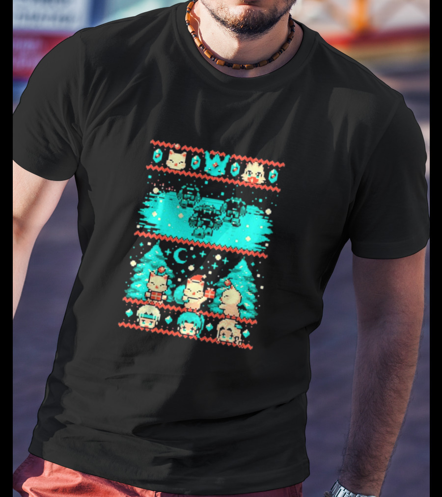 Esper Of Christmas 8-Bit Holiday Pixel Art With Festive Characters T-Shirt