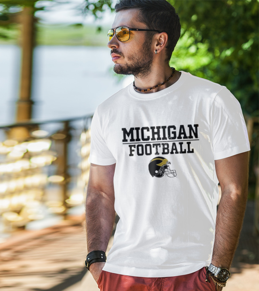 Mden Michigan Football Helmet T-Shirt