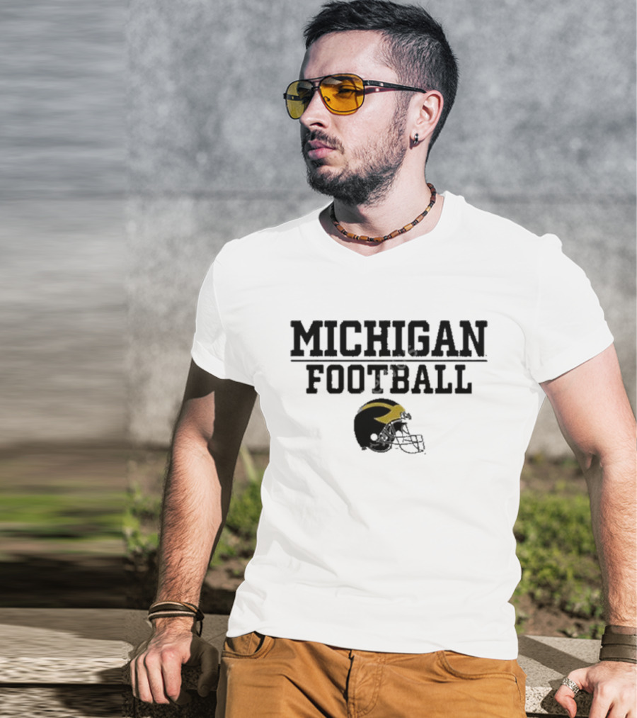 Mden Michigan Football Helmet T-Shirt