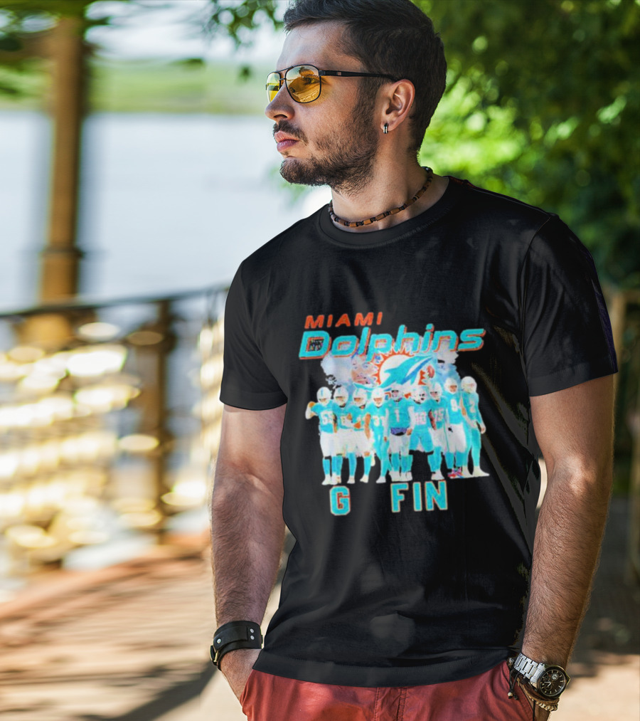 Miami Dolphins Go Fins Players Logo Team Spirit T-Shirt