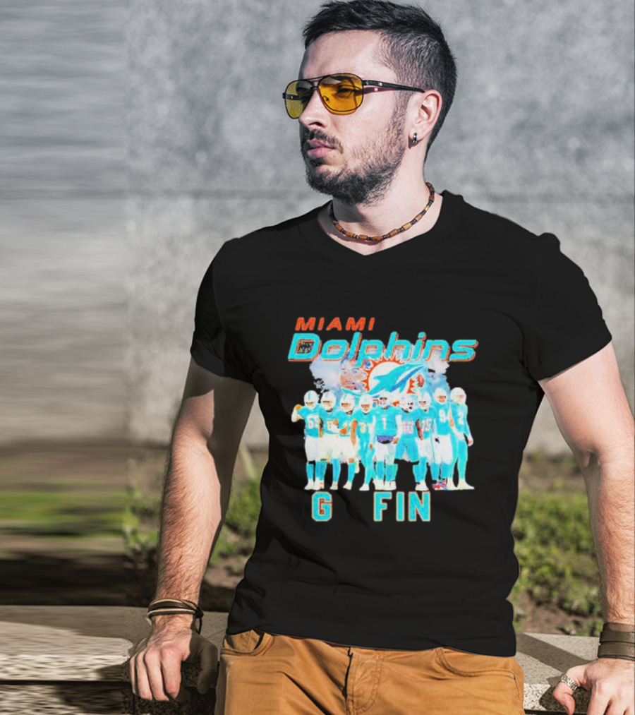 Miami Dolphins Go Fins Players Logo Team Spirit T-Shirt
