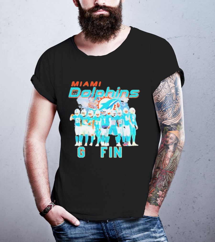 Miami Dolphins Go Fins Players Logo Team Spirit T-Shirt