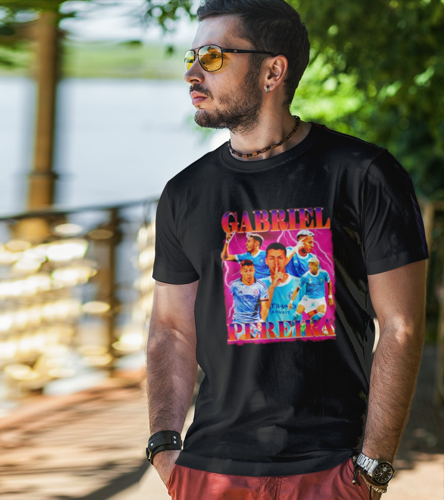 GABRIEL PEREIRA NYCFC Soccer Lightning Collage T-Shirt