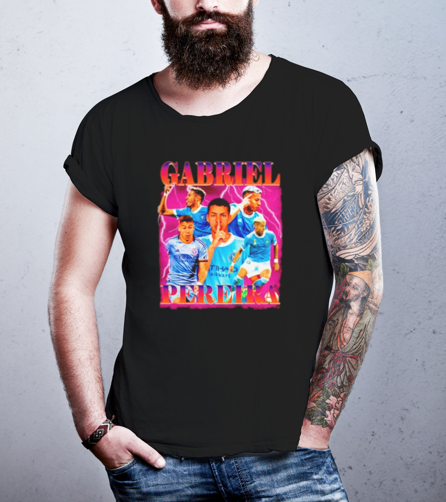 GABRIEL PEREIRA NYCFC Soccer Lightning Collage T-Shirt