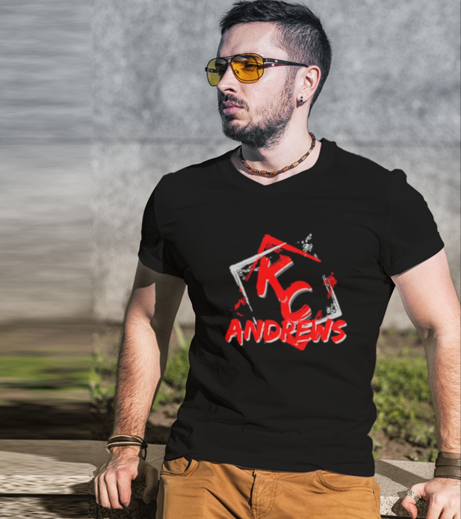 KC Andrews Red White Graffiti Style Text And Shapes T-Shirt