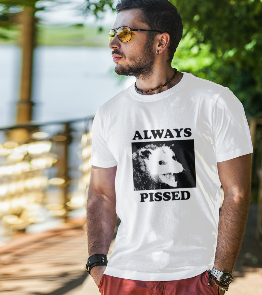 Opossum Always Pissed Black-and-White T-Shirt