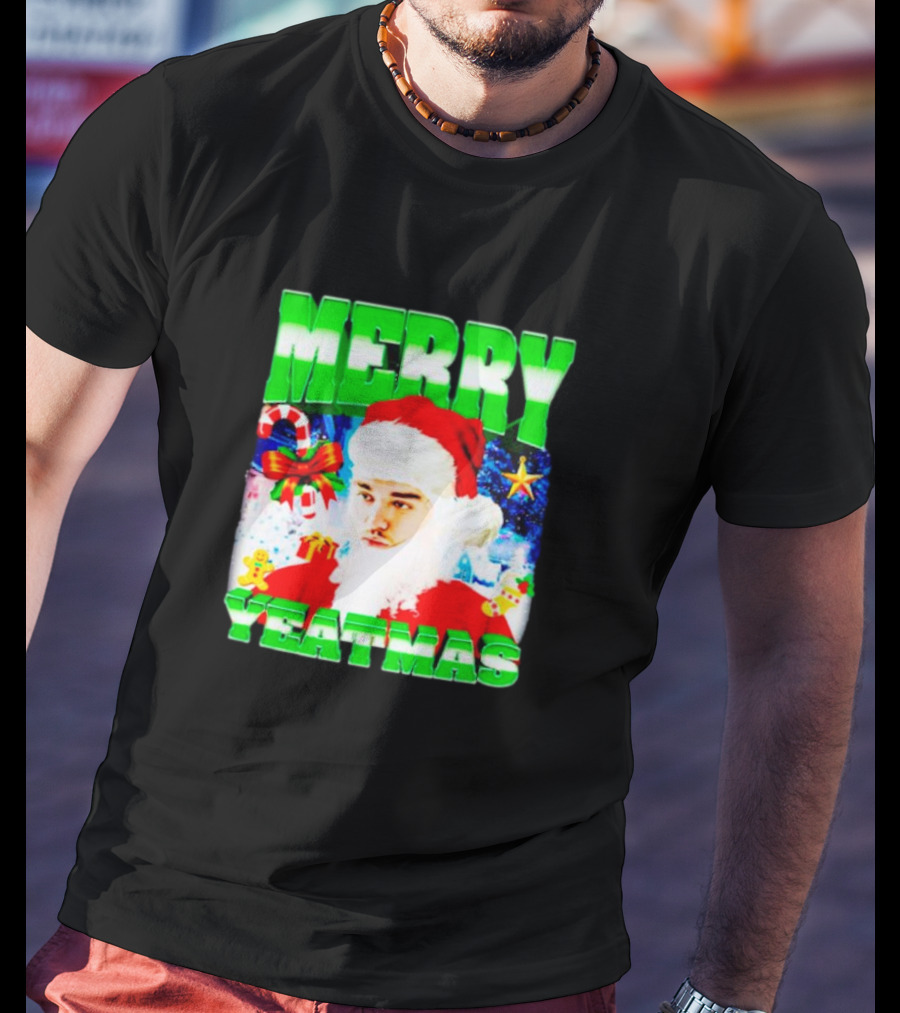 Rapper Yeat Santa Merry Yeatmas Funny Christmas Holiday T-Shirt