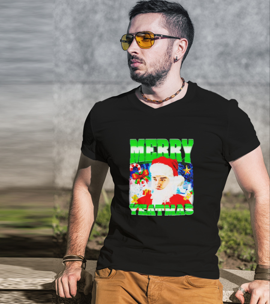 Rapper Yeat Santa Merry Yeatmas Funny Christmas Holiday T-Shirt