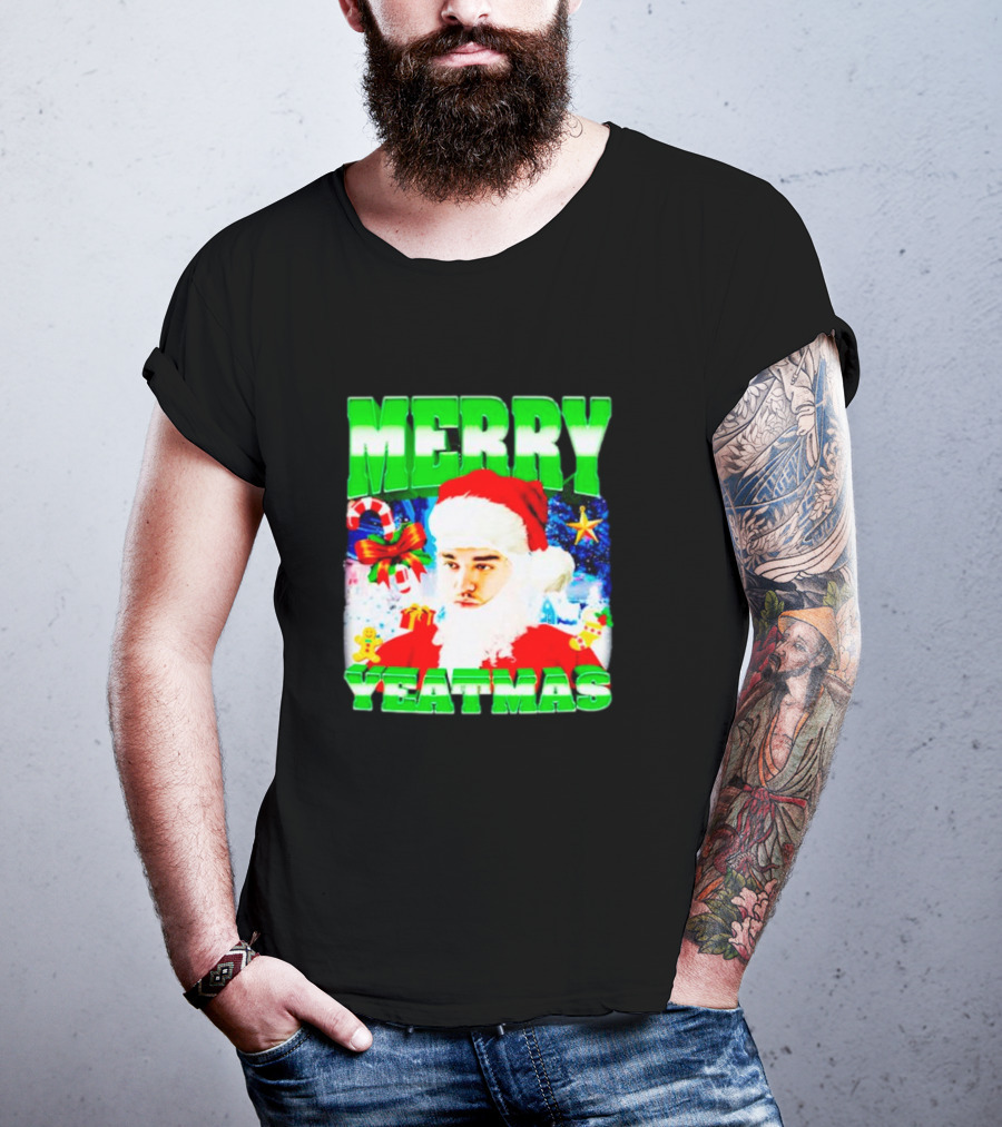 Rapper Yeat Santa Merry Yeatmas Funny Christmas Holiday T-Shirt