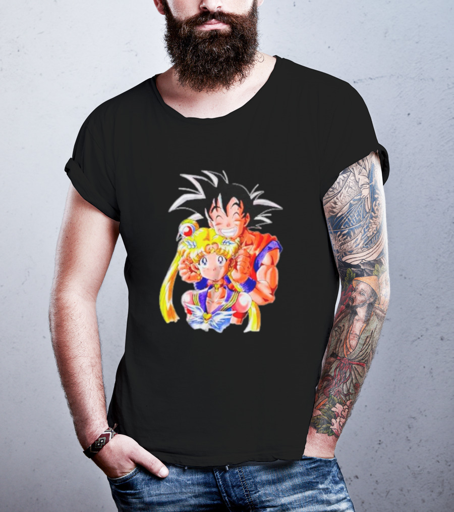 Sailor Moon And Goku Crossover Fusion Character Collaboration T-Shirt