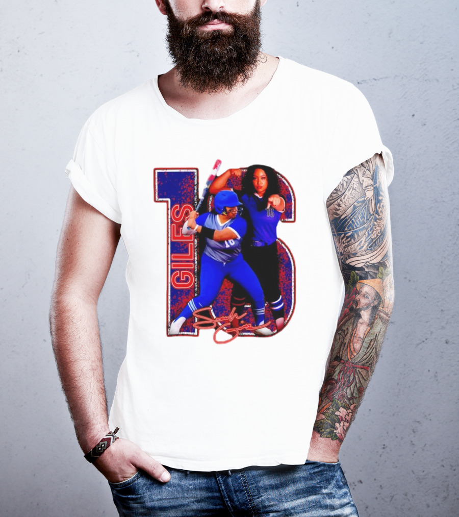 Giles 16 Softball Players Signature Sam Lodge Jessup T-Shirt