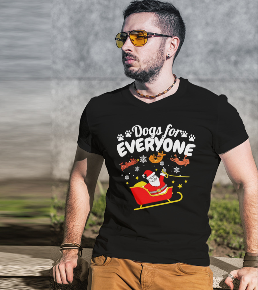Dogs For Everyone Santa Claus Funny Christmas T-Shirt