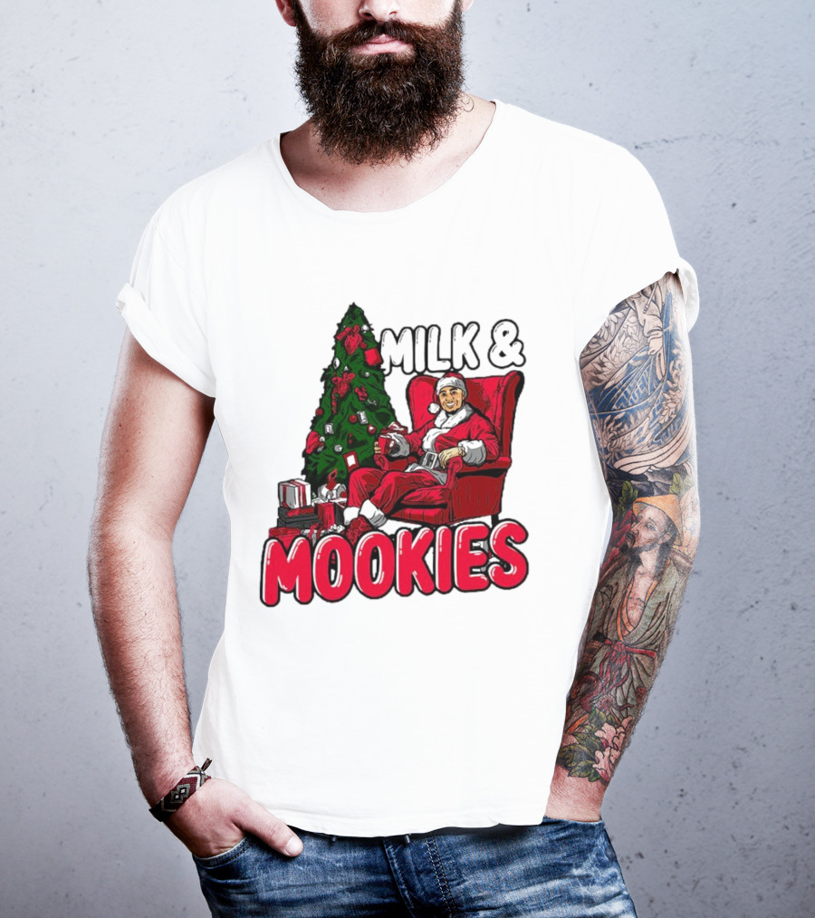 Milk And Mookies Santa By The Christmas Tree T-Shirt