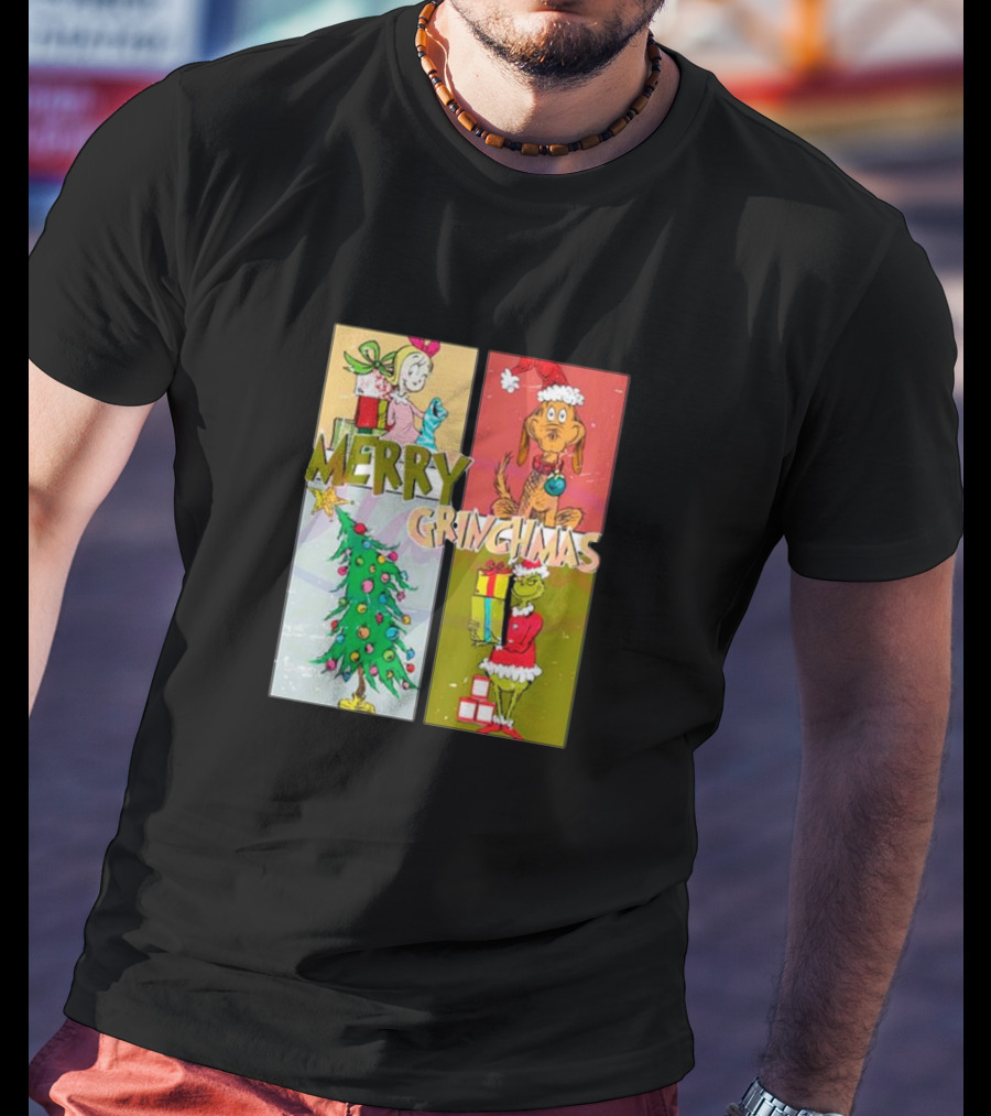 Merry Grinchmas Characters Vintage Grinch And Max Christmas Tree T-Shirt