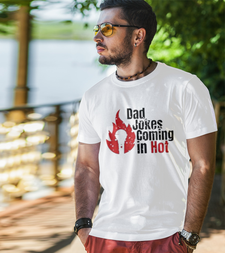 Dad Jokes Coming In Hot With Red Microphone Flame T-Shirt