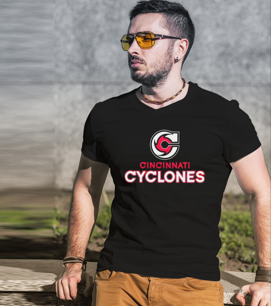 Cincinnati Cyclones Logo Red And White T-Shirt