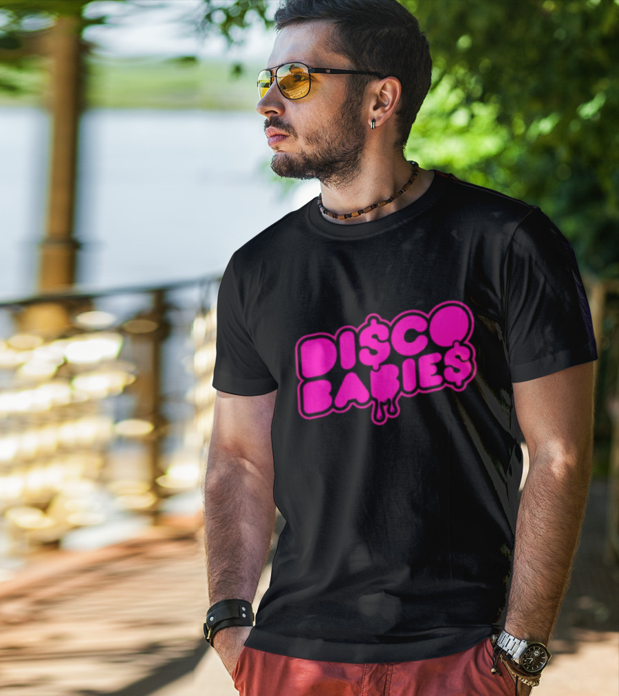 Disco Babies Neon Pink Dripping Dollar Sign Remix T-Shirt