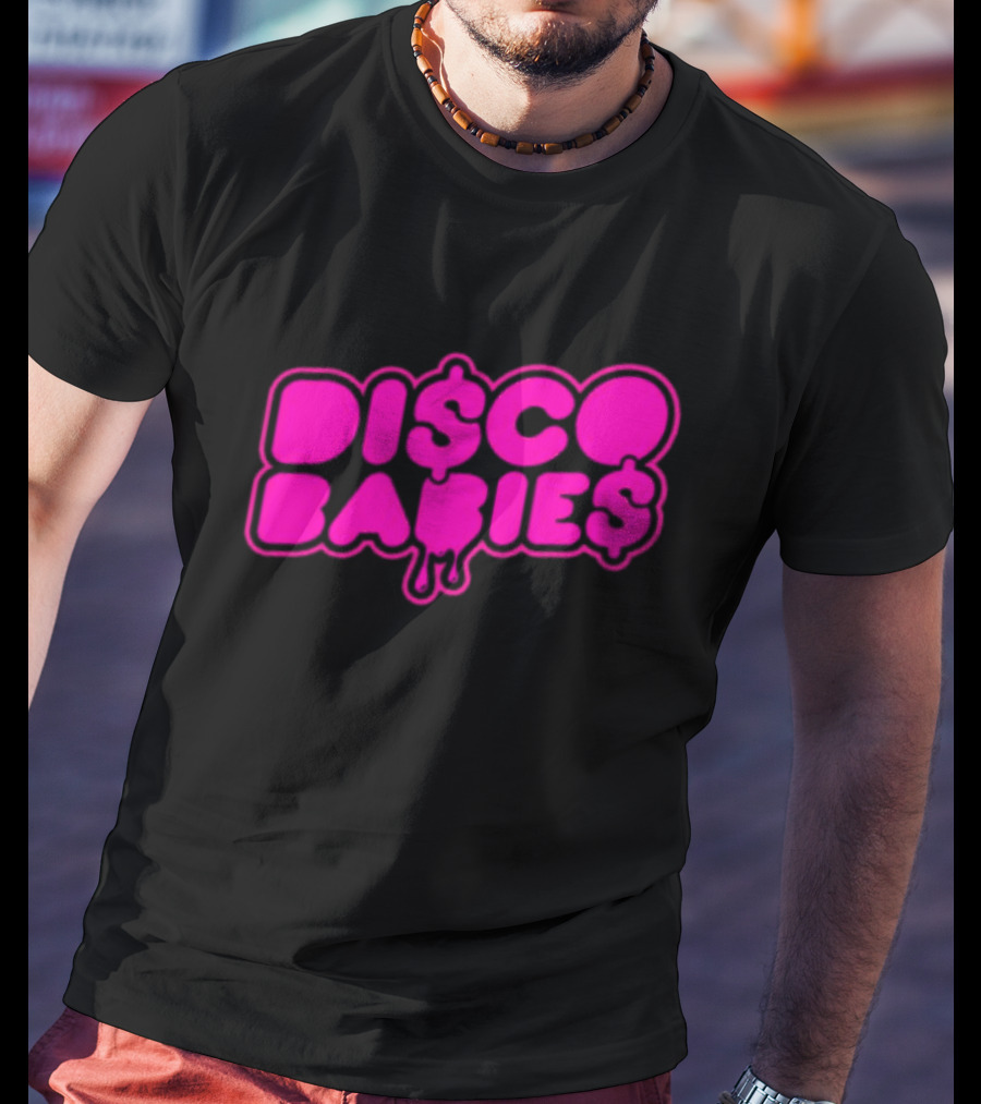 Disco Babies Neon Pink Dripping Dollar Sign Remix T-Shirt