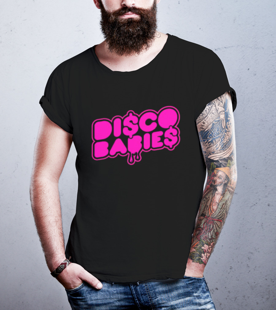 Disco Babies Neon Pink Dripping Dollar Sign Remix T-Shirt