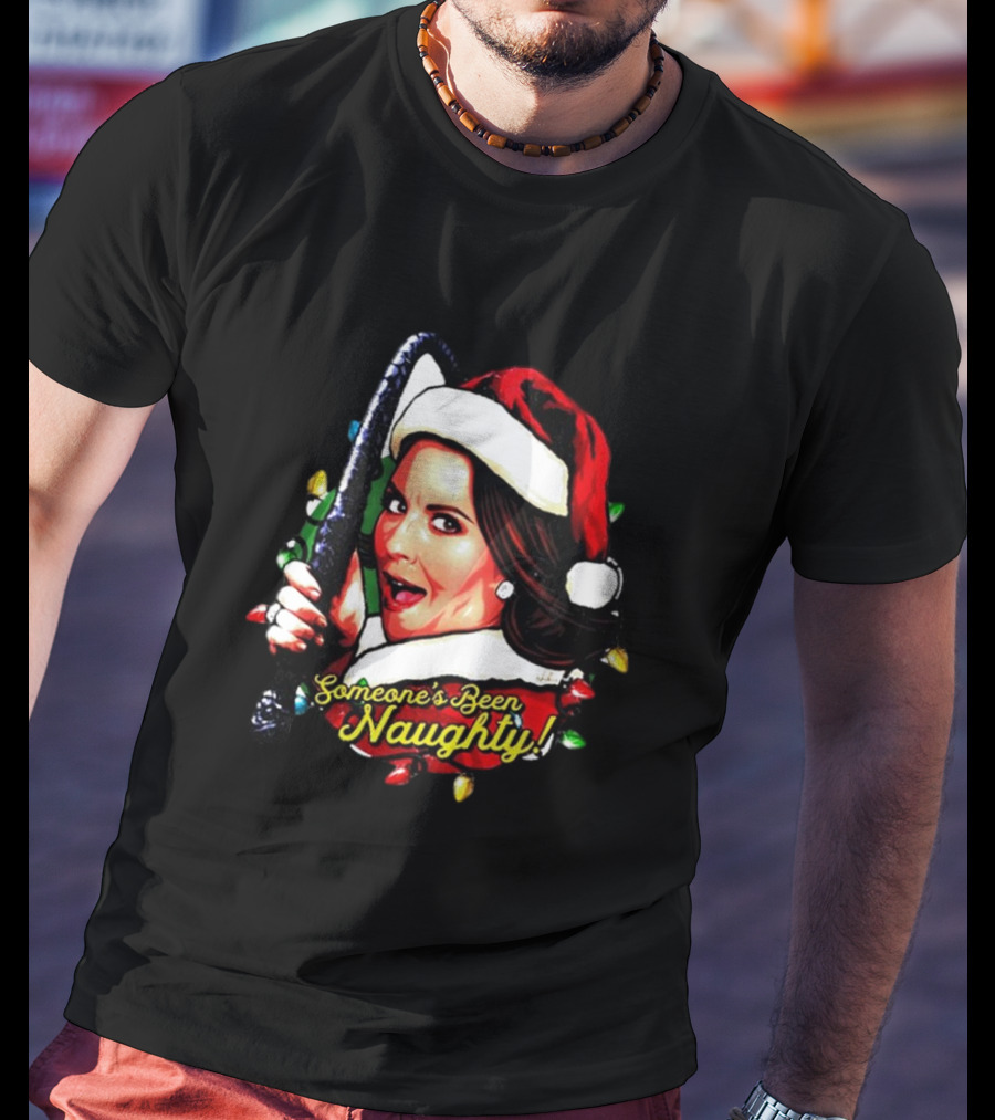 Karen Walker Someone’s Been Naughty Christmas Santa Whip Lights T-Shirt