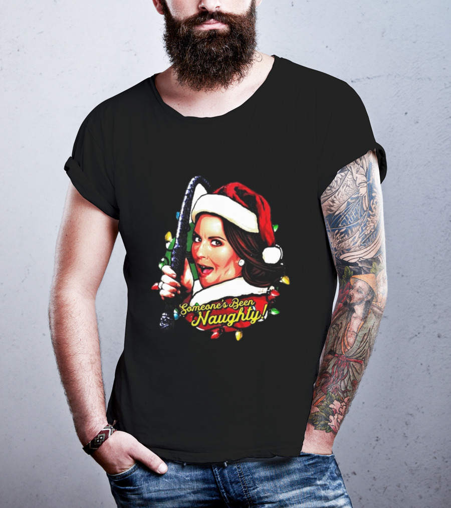 Karen Walker Someone’s Been Naughty Christmas Santa Whip Lights T-Shirt