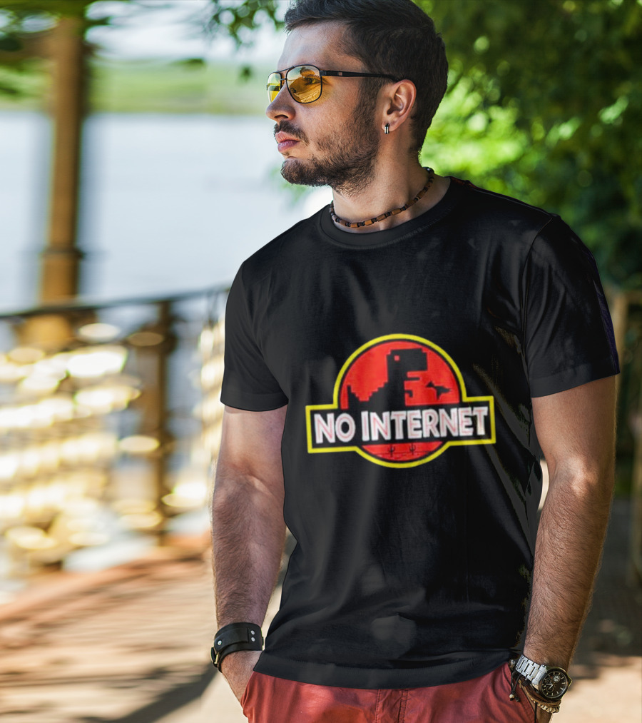 No Internet Dinosaur Jurassic Park T-Shirt