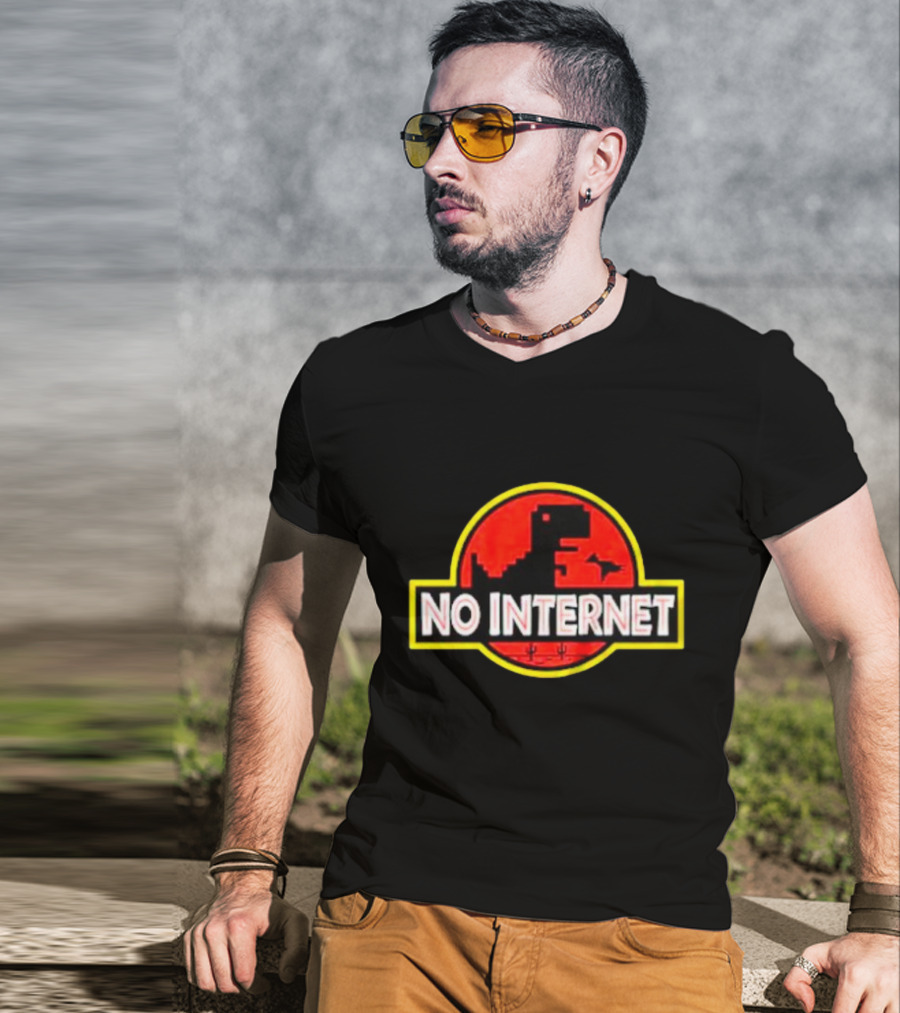 No Internet Dinosaur Jurassic Park T-Shirt