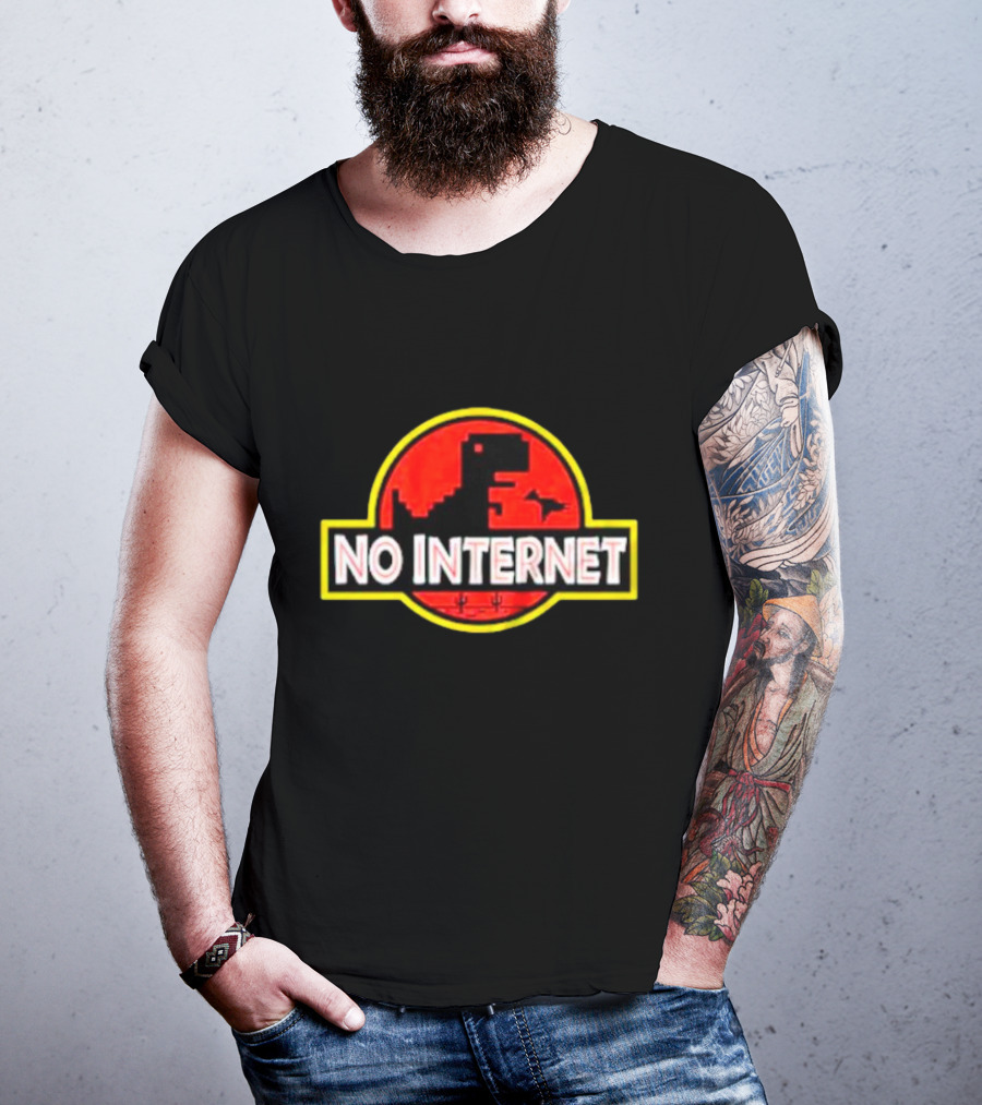 No Internet Dinosaur Jurassic Park T-Shirt