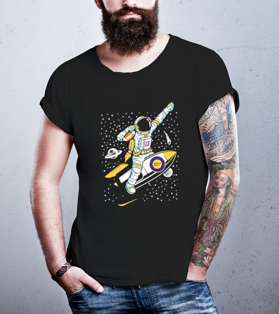 Phil Mackey Purple Daily Passtronaut Football Astronaut Galaxy Surfing 15 Space Adventure T-Shirt