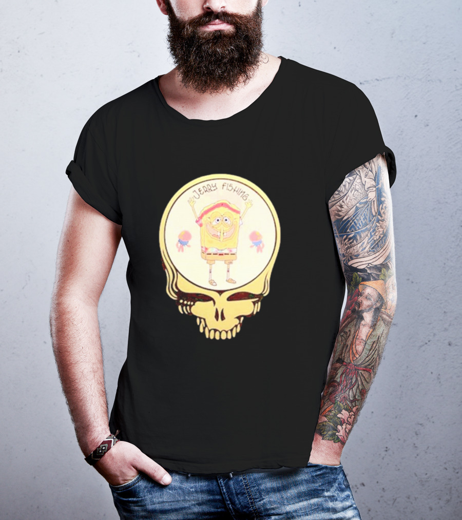 SpongeBob Jerry Fishing Grateful Dead Skull T-Shirt