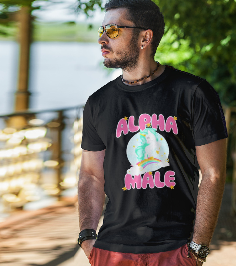 Alanalintao Alpha Male Unicorn Rainbow Stars T-Shirt