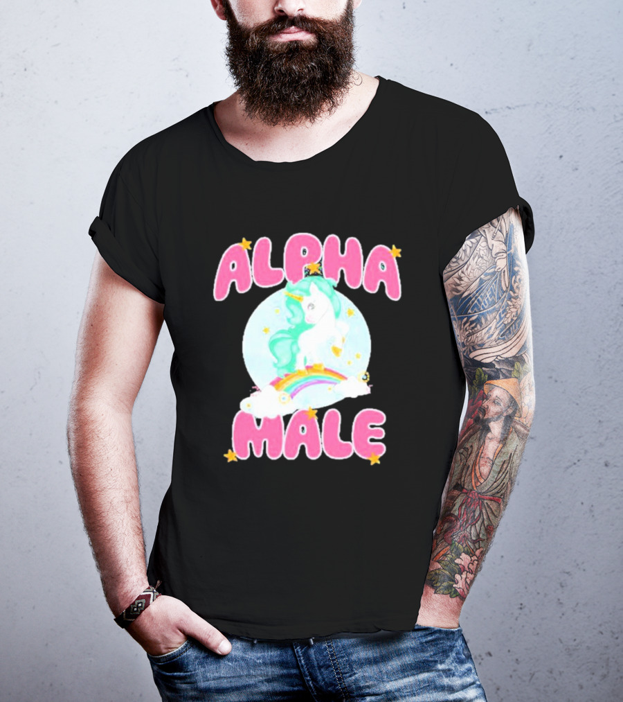 Alanalintao Alpha Male Unicorn Rainbow Stars T-Shirt