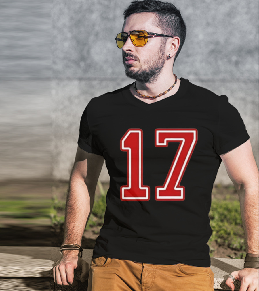 Tate Mcrae Exes Number 17 Red Bold Print T-Shirt