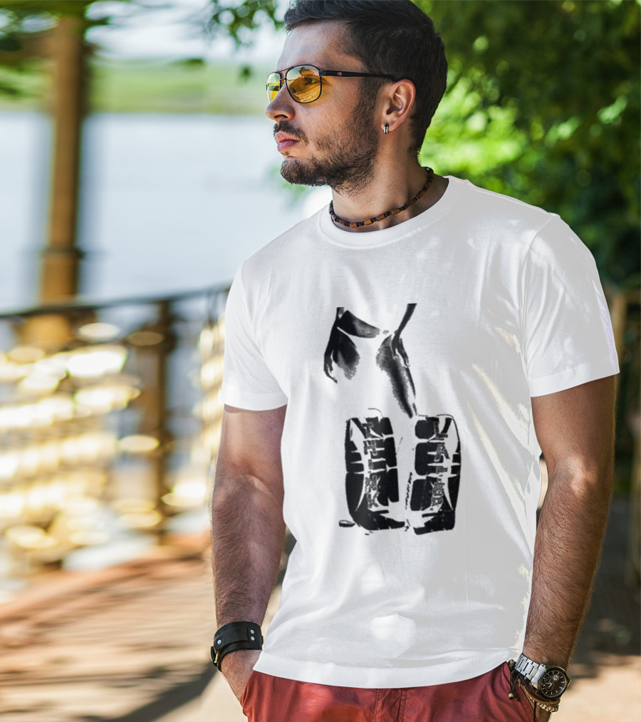 Tatemcrae Think Later Bold Legs Striking Pose In Monochrome T-Shirt
