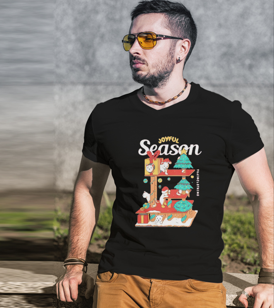 Joyful Season Merry Christmas Yujiinclothing Dog Tree T-Shirt