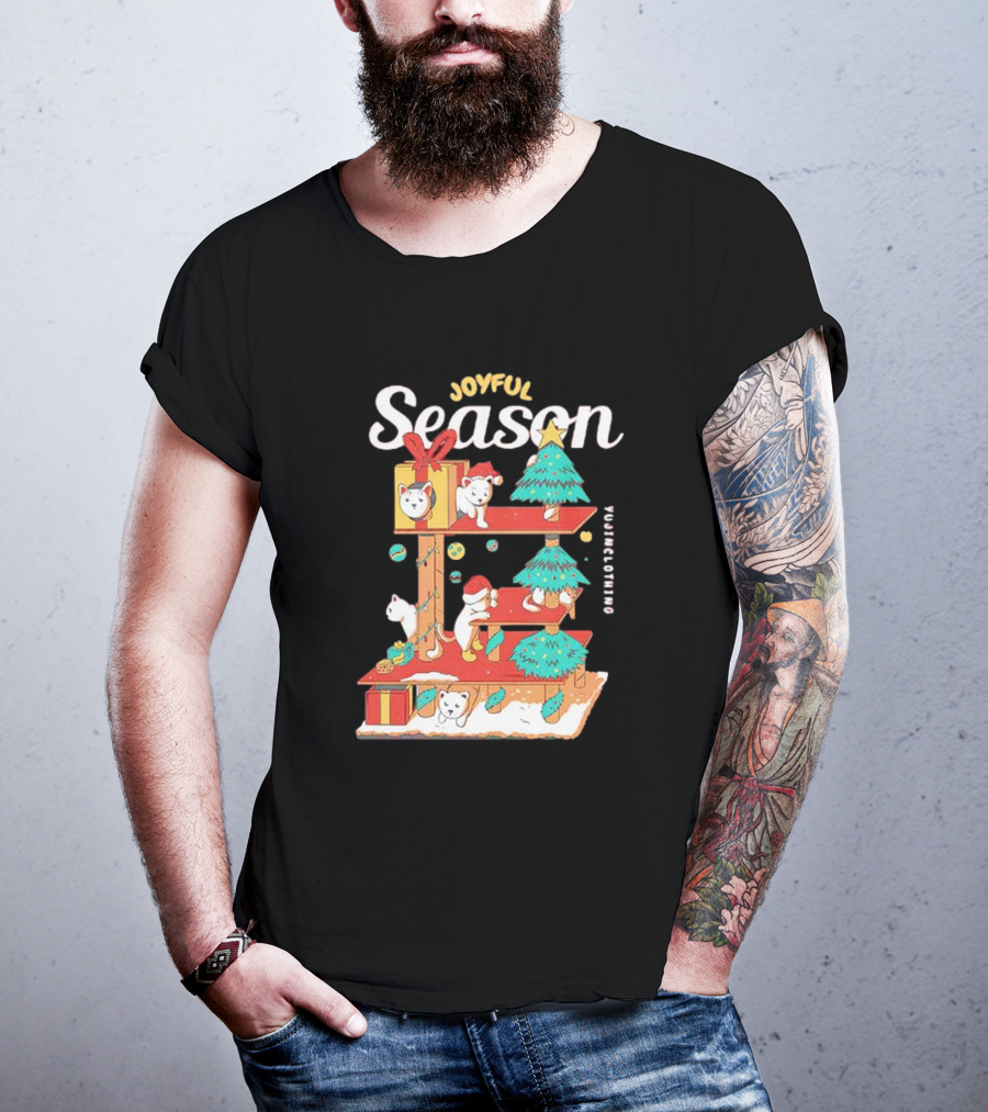 Joyful Season Merry Christmas Yujiinclothing Dog Tree T-Shirt