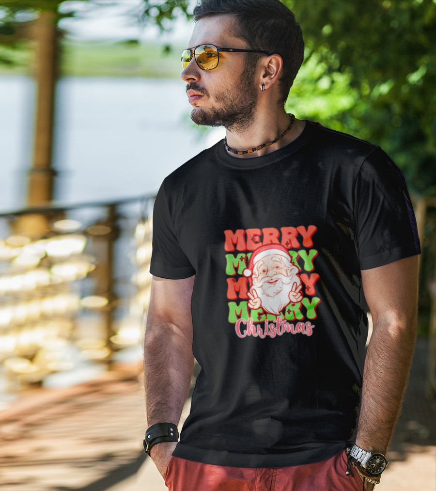 Merry Merry Merry Merry Christmas Santa T-Shirt