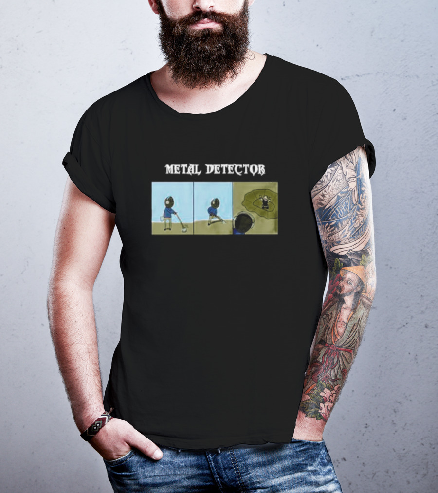 METAL DETECTOR Humorous Comic-Style Alien Discovery T-Shirt