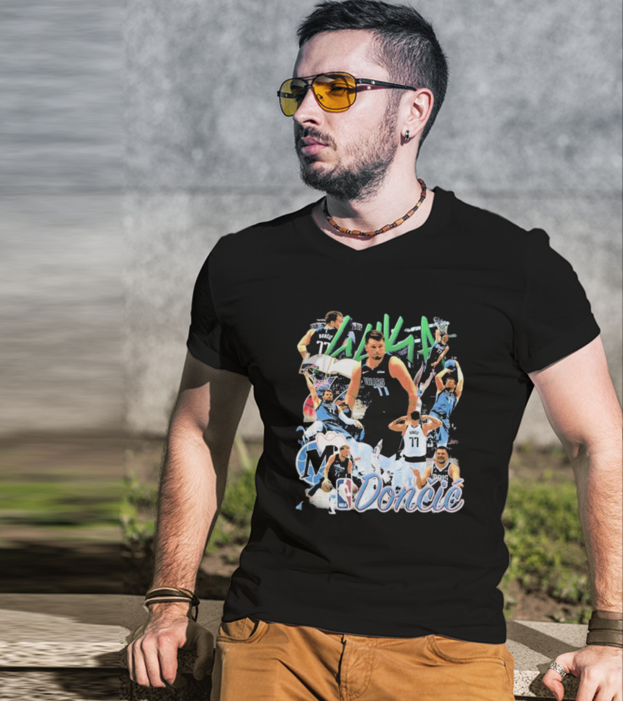 Luka Dončić NBA Mavericks 77 Action Collage T-Shirt