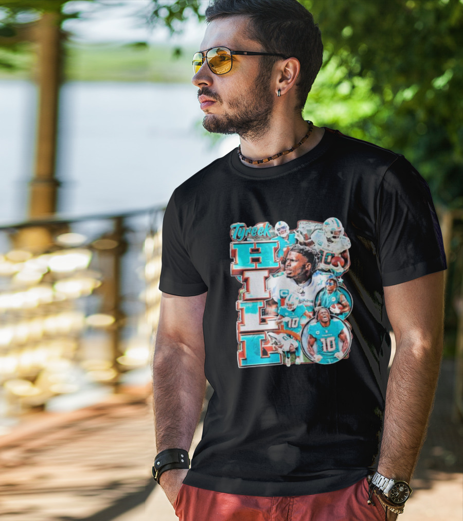 Tyreek Hill Miami Dolphins Football Player Collage T-Shirt