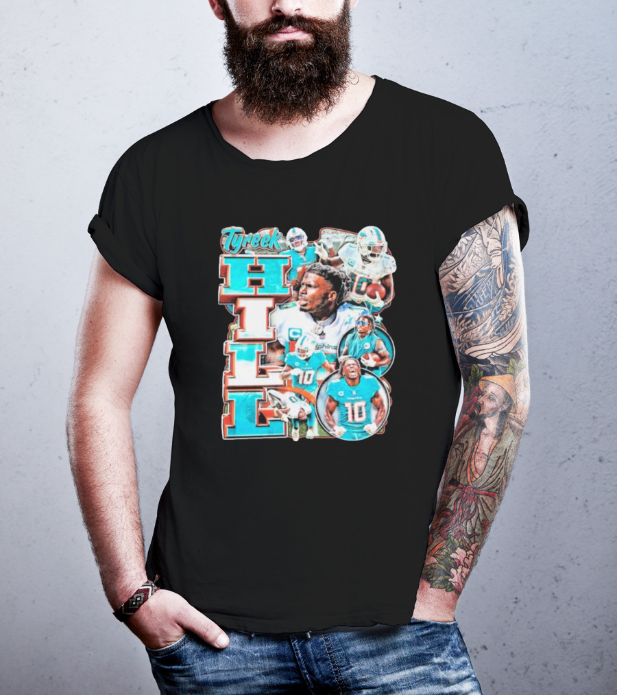 Tyreek Hill Miami Dolphins Football Player Collage T-Shirt