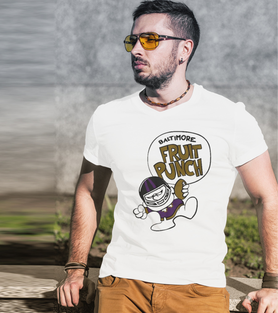 Baltimore Ravens Fruit Punch Football Cartoon Character T-Shirt