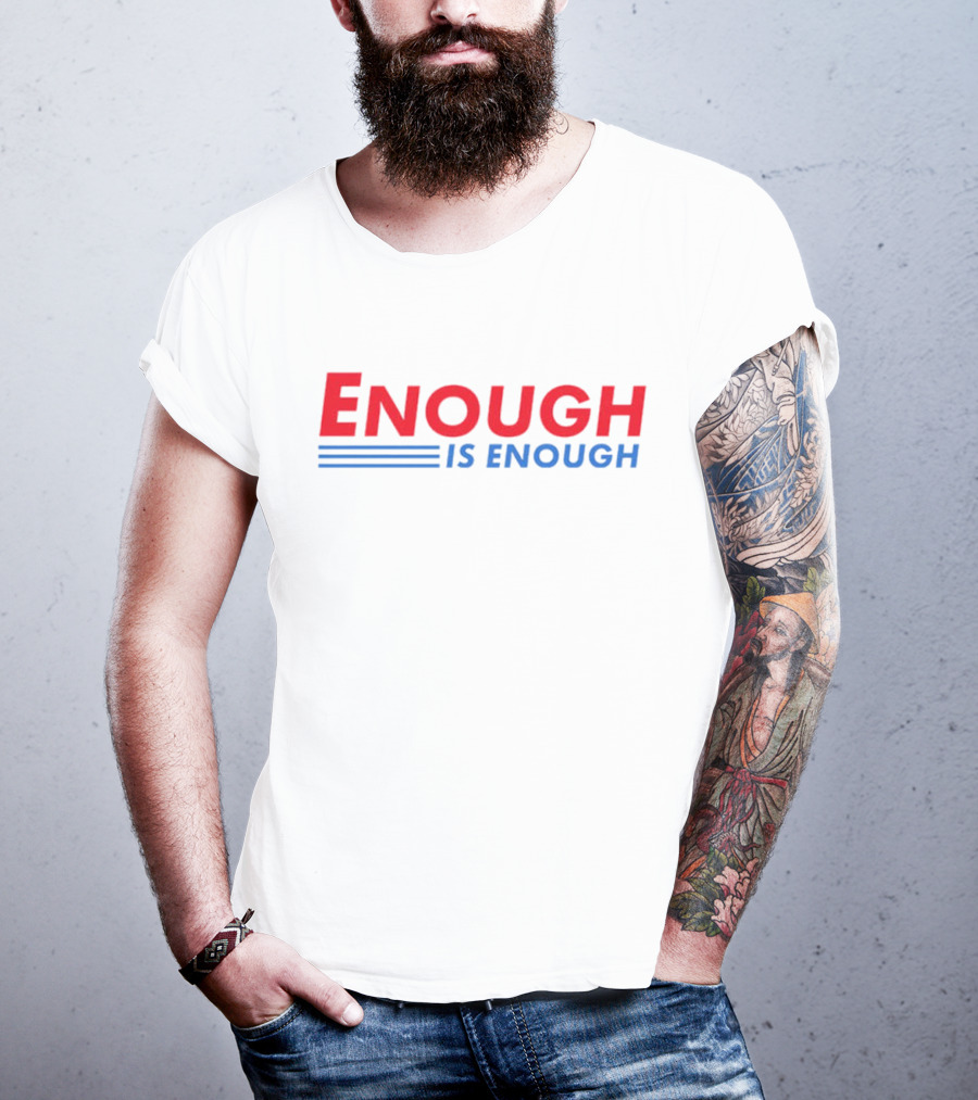 Enough Is Enough Bold Red And Blue Text With Double Underscore T-Shirt