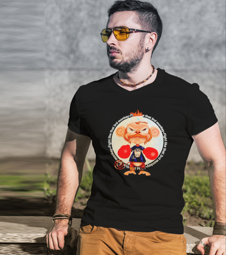 Fight Like That 3rd Monkey Angry Boxing Character With Red Gloves And Orange Hair T-Shirt