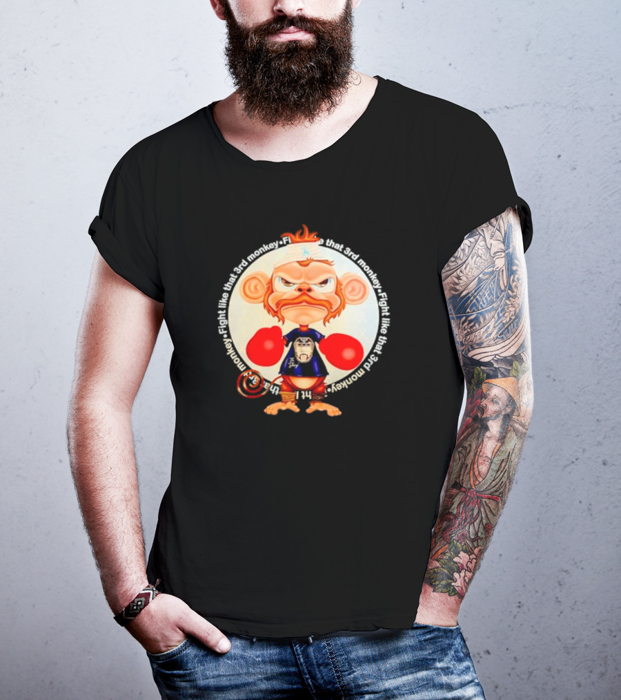 Fight Like That 3rd Monkey Angry Boxing Character With Red Gloves And Orange Hair T-Shirt