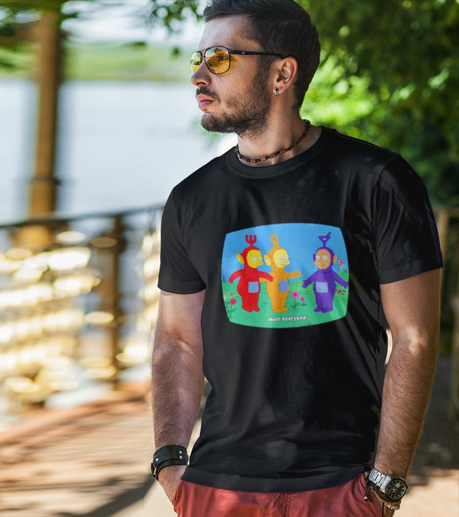 Teletubbies Meet The Simpsons Hurt Everyone Scene T-Shirt