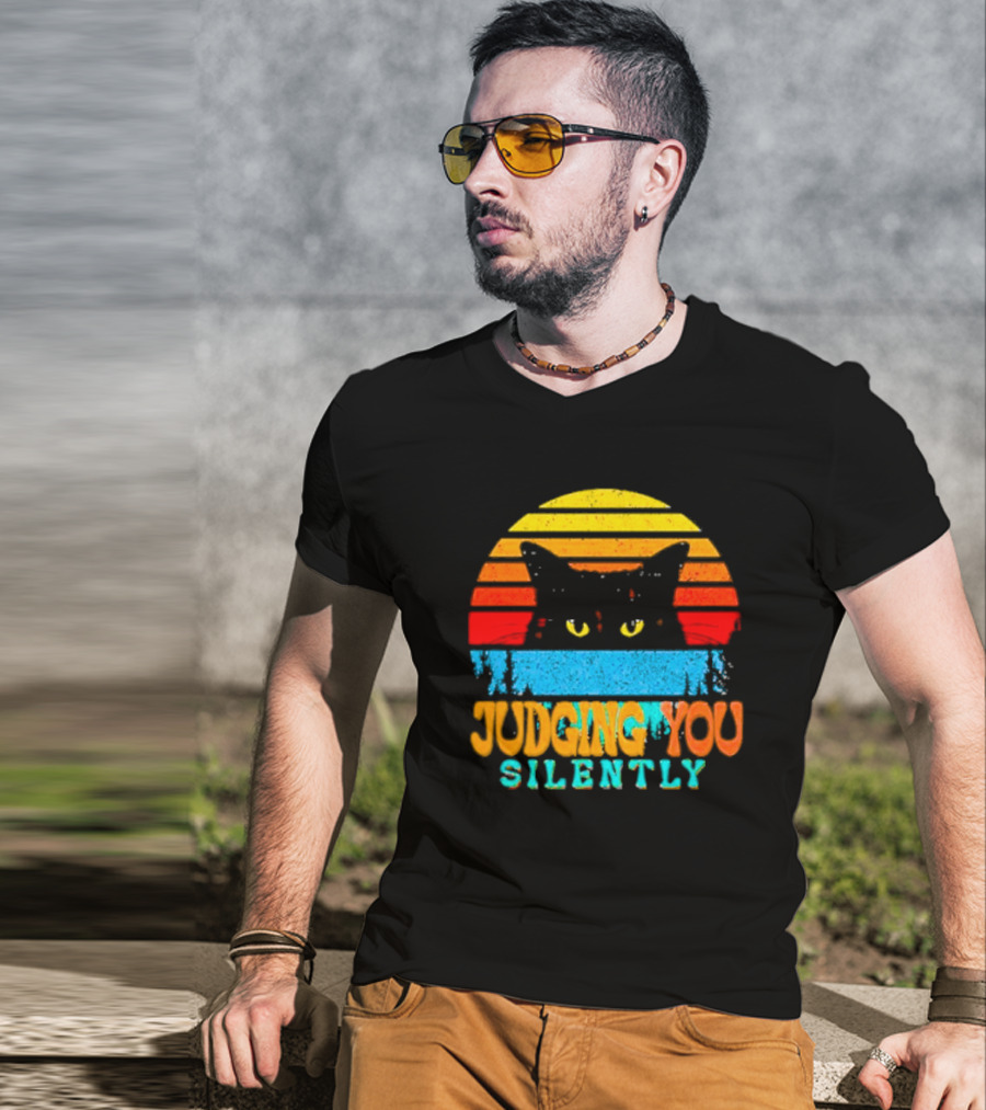 Judging You Silently Black Cat Vintage T-Shirt