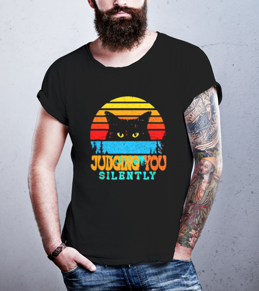 Judging You Silently Black Cat Vintage T-Shirt